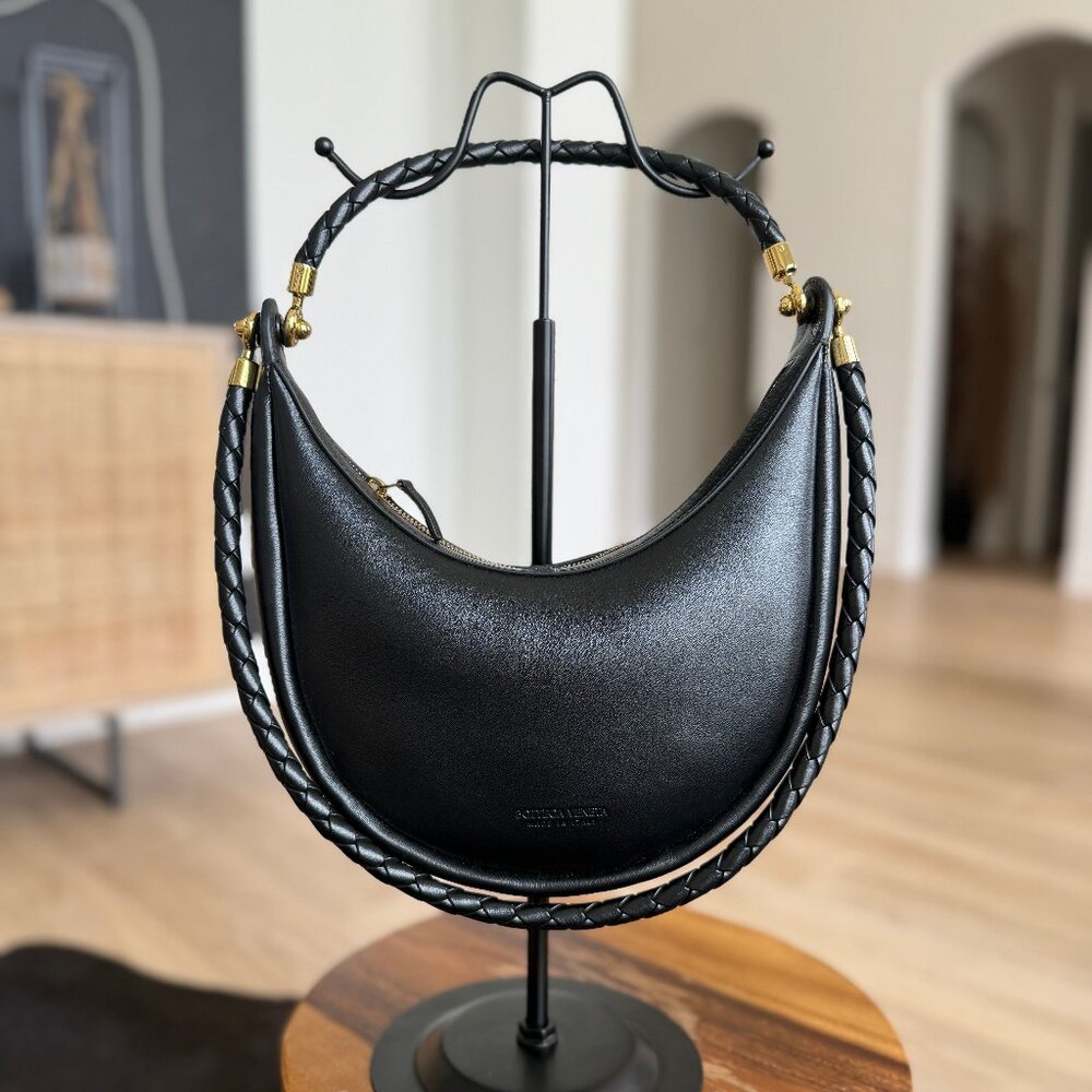 Brand New NWT Bottega Veneta Black Hula Hoop Handbag - Picture 1 of 12
